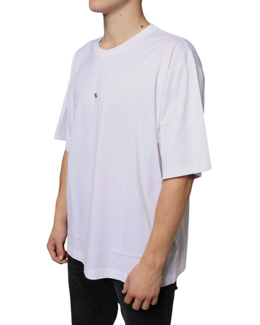 Dolce & Gabbana White Metal Dg Logo Cotton Short Sleeves T-Shirt for men