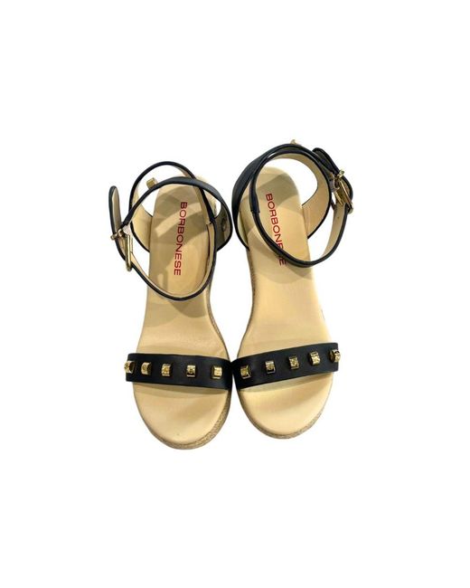 Borbonese Green Blue Leather 's Platform Sandal