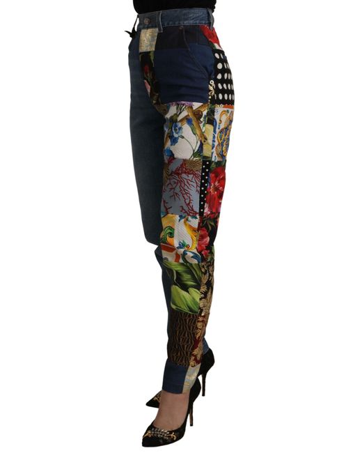 Dolce & Gabbana Blue Patchwork Jeans Highwaisted Style