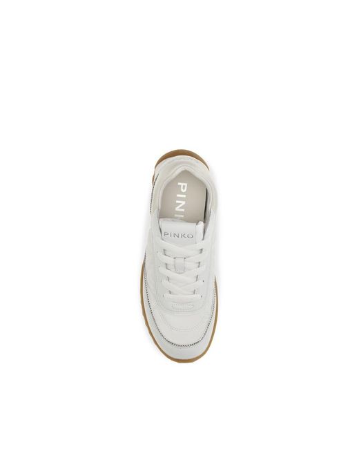 Pinko White Fabric Low Top Sneakers