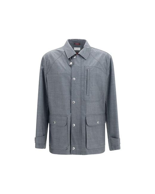 Brunello Cucinelli Blue Gray Wool Oves Aries Full for men