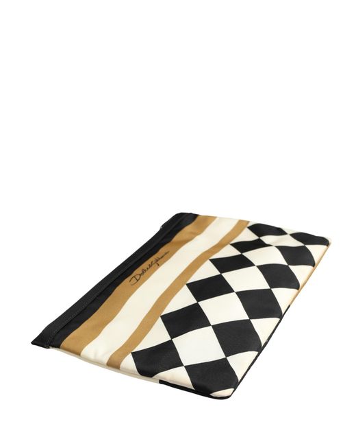 Dolce & Gabbana Metallic Multicolor Checkered Logo Print Nylon Clutch Borse Bag for men