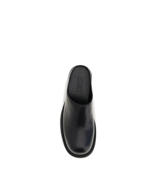 MM6 by Maison Margiela Black Calf Leather Bos Taurus Mules
