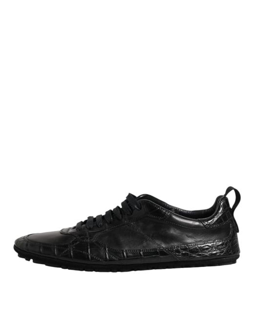 Dolce & Gabbana Black Exotic Leather Low Top Sneakers Shoes for men