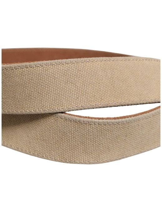 Gianfranco Ferré Brown Men Beige Canvas Silver Metal Buckle Cintura Belt for men