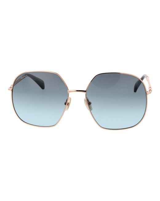 Max Mara Blue Rose Gold Metal Sunglasses