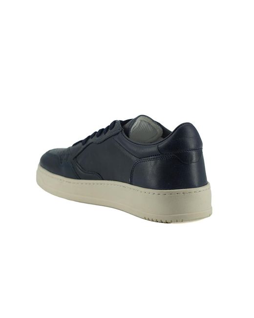 Saxone Of Scotland Navy Blue Leather Low Top Sneakers for men