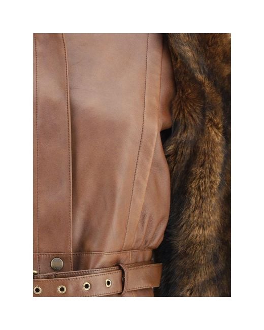 Chloé Brown Leather And Fur Short Jacket