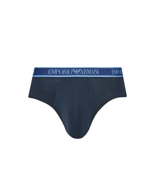 Emporio Armani Blue Cotton Briefs for men