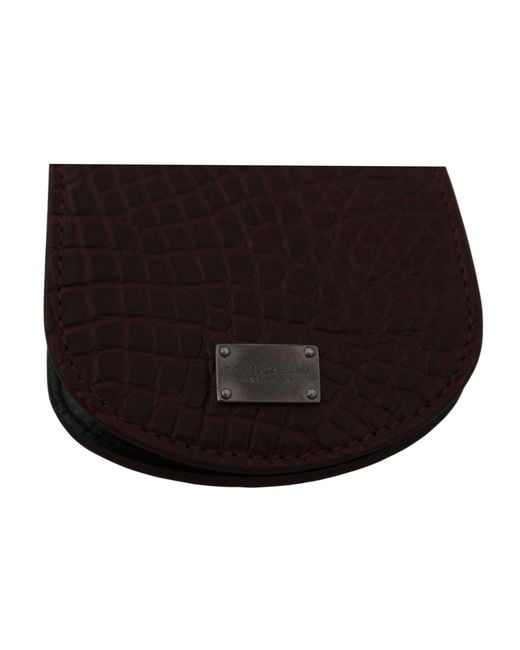 Dolce & Gabbana Brown Refined Caimano Leather Coin Case for men