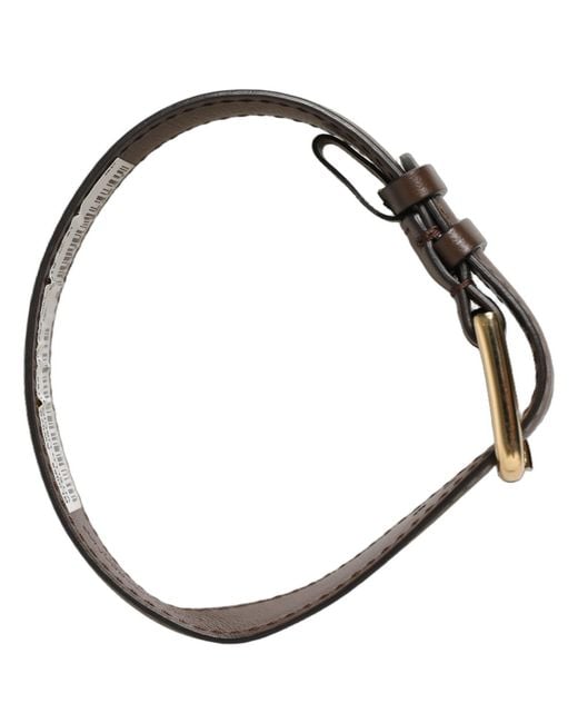 Dolce & Gabbana Brown Calfskin Leather Gold Buckle Belt Strap Bracelet