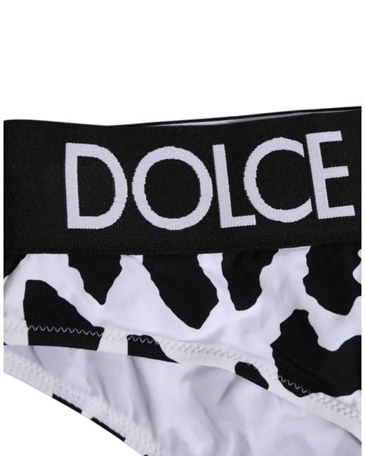 Dolce & Gabbana Black White Leopard Nylon High Waist Panty Underwear