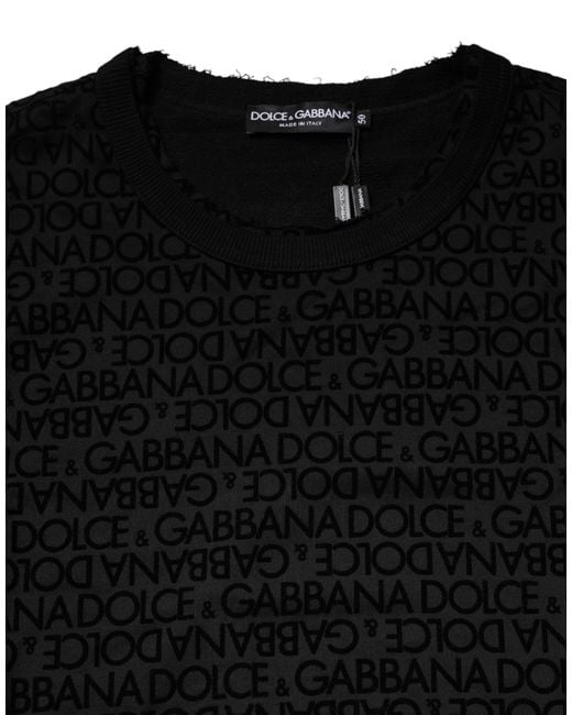 Dolce & Gabbana Black Monogram Crew Neck Sweatshirt Sweater for men
