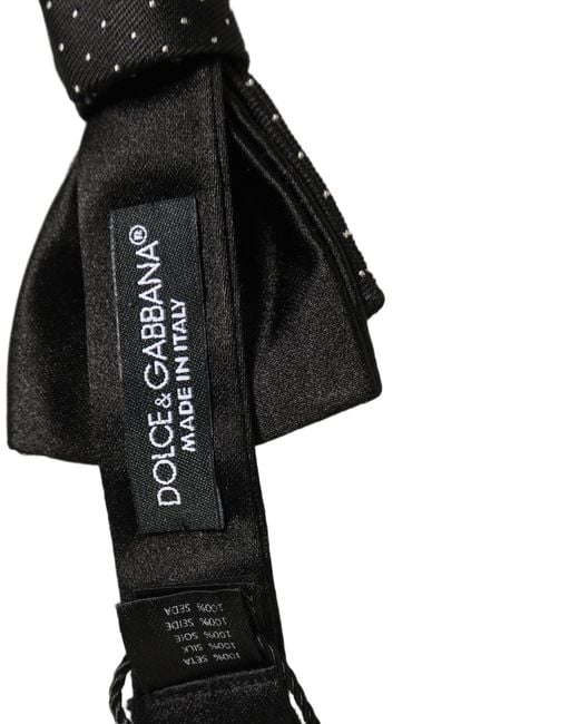 Dolce & Gabbana Men Black Dg Polka Dot Adjustable Neck Papillon Bow Tie for men