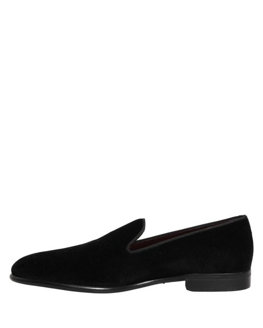 Dolce & Gabbana Black Velvet Loafers Formal Men Dress Shoes for men