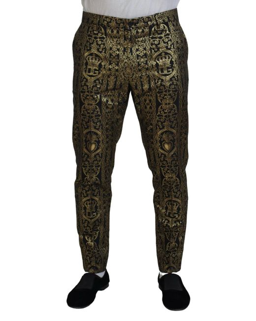 Dolce & Gabbana Black Elegant Jacquard Evening Pants for men