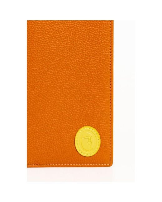 Trussardi Orange Leather Wallet for men