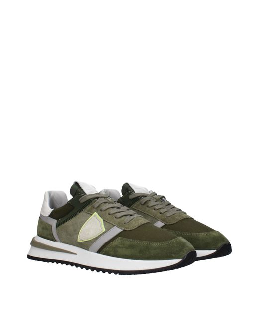 Philippe Model Green Leather Sneakers for men