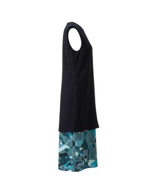 Trussardi Black Blue Silk Dress