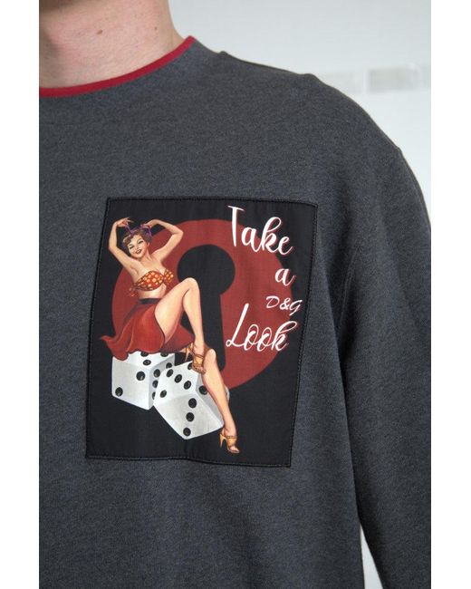 Dolce & Gabbana Gray Cotton Crew Neck Men Pullover Sweater for men