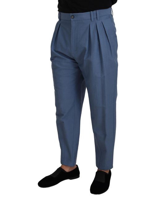 Dolce & Gabbana Blue Pleated Trousers Pt01 for men
