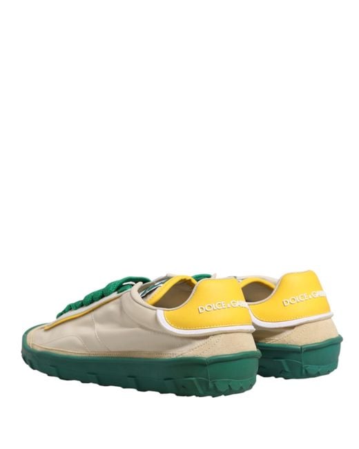 Dolce & Gabbana Green Multicolor Old Runner Lace Up Sneakers Shoes for men