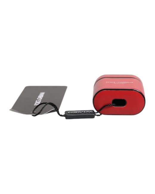 Dolce & Gabbana Red Calfskin Leather Logo Flip Earphones Case for men