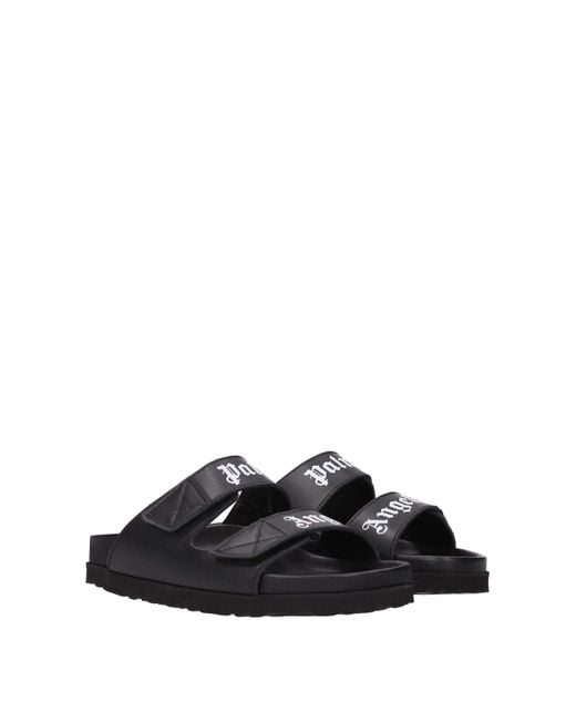 Palm Angels Black Leather Slipper