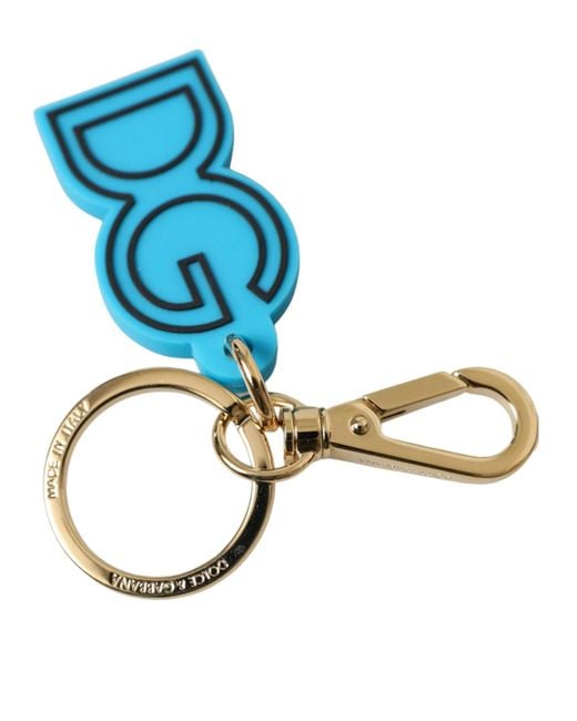 Dolce & Gabbana Blue Rubber Tone Metal Dg Logo Keyring Keychain
