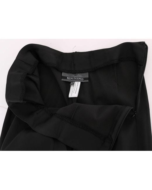 Bencivenga Black Stretch Straight Fit Dress Trousers Pants