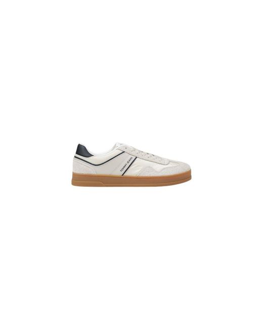 Tommy Hilfiger White Cream Leather Low Top Sneakers for men