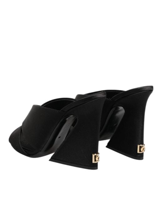 Dolce & Gabbana Black Satin Wedge Sandal