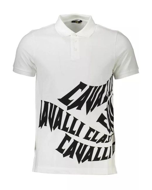 Class Roberto Cavalli White Cotton Polo Shirt for men