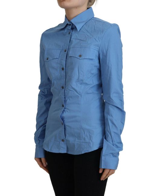 Ferré Blue Elegant Cotton Long Sleeve Polo Top