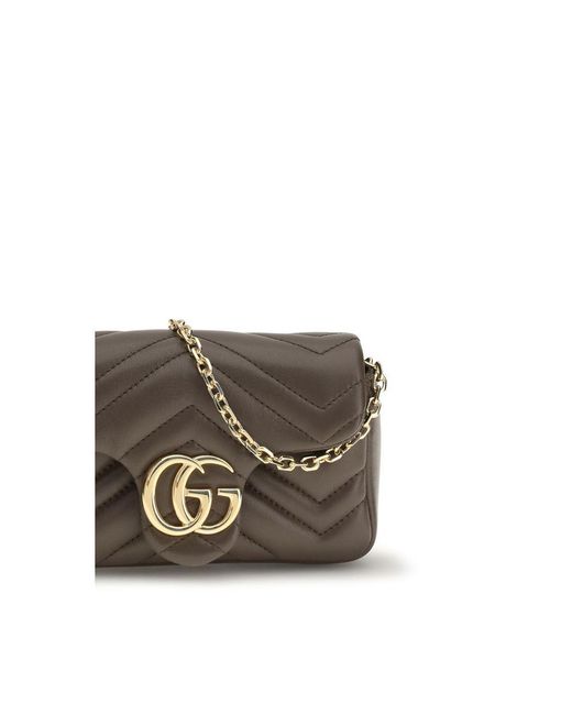 Gucci Gray Brown Calf Leather Bos Taurus Shoulder Bag