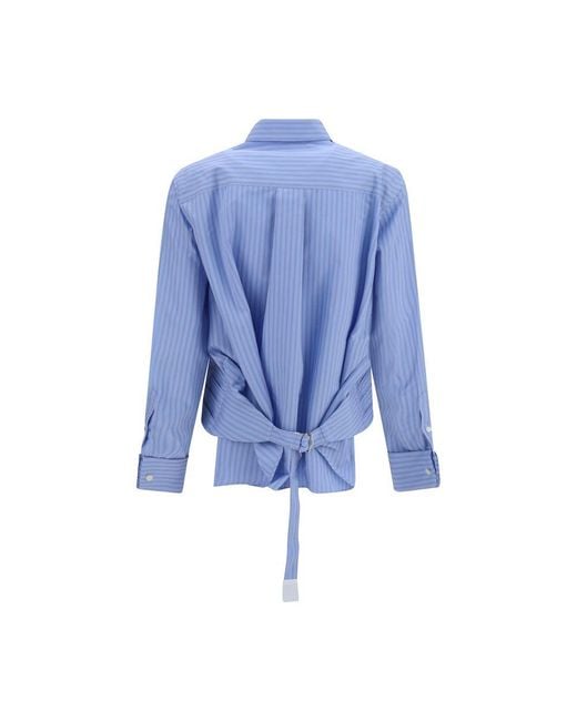 Sacai Blue Cotton Pattern Shirt
