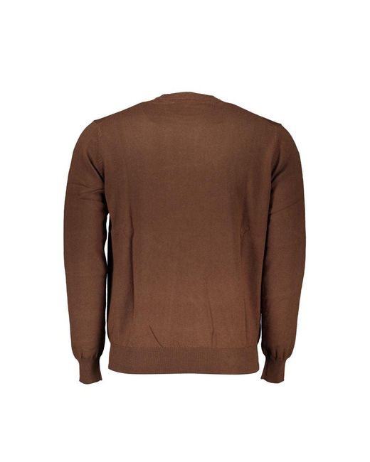 Harmont & Blaine Brown Elegant Crew Neck Embroidered Sweater for men