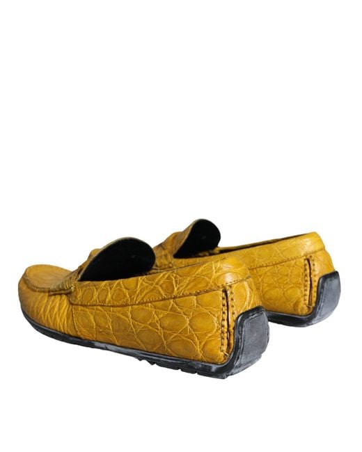Dolce & Gabbana Yellow Leather Slip Mocassin Loafers Shoes for men
