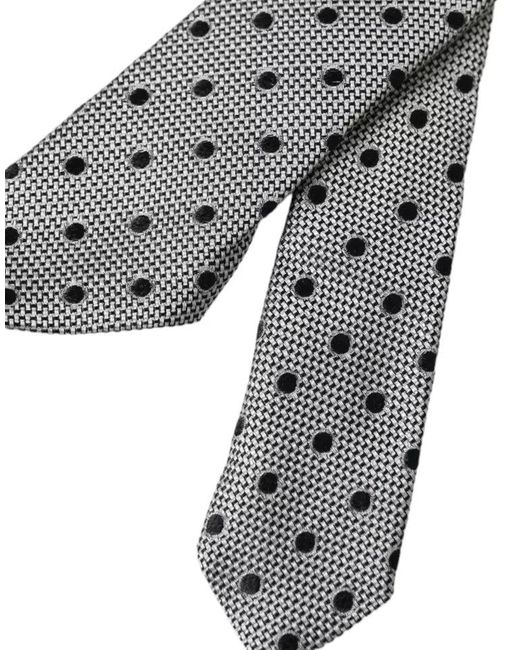 Dolce & Gabbana Gray Polka Dot Necktie for men