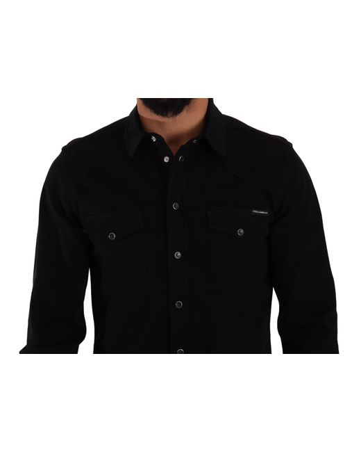 Dolce & Gabbana Black Slim Fit Casual Designer Shirt for men