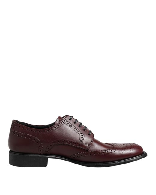 Dolce & Gabbana Brown Leather Lace Up Derby Dress Shoes for men