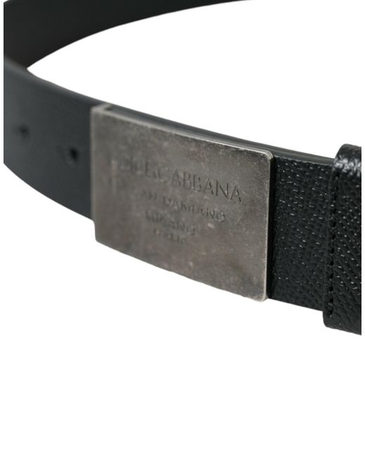 Dolce & Gabbana Black Elegant Calfskin Leather Belt for men