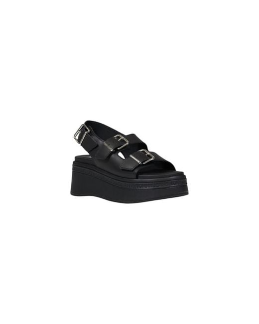 Tommy Hilfiger Black Leather Platform Sandals