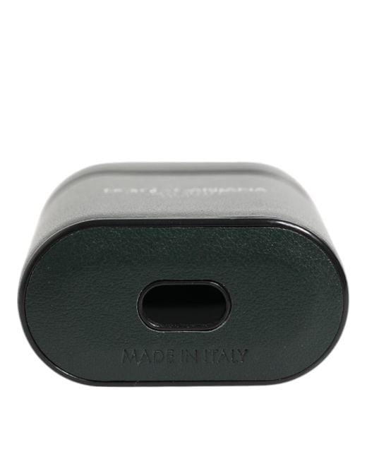 Dolce & Gabbana Black Leather Logo Print Flip Holder Men Airpods Case for men