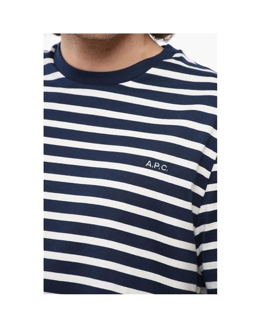 A.P.C. Blue Two-tone Striped Emillen Crew-neck T-shirt - Xl for men