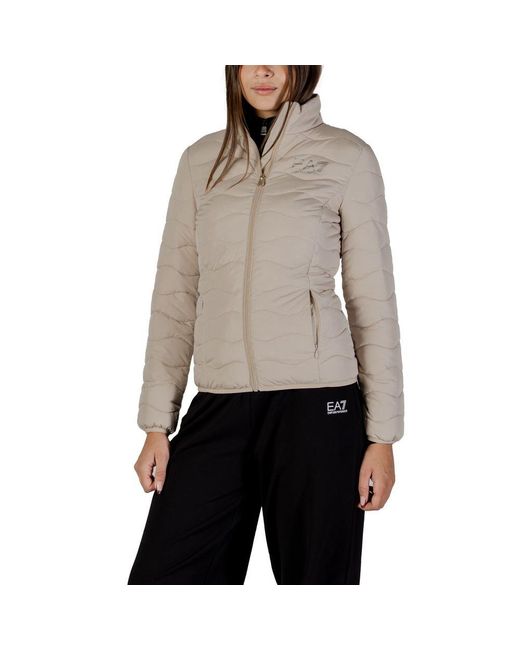 EA7 Gray Beige Polyester Bomber