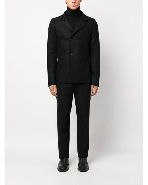 SAPIO Black Double-Breasted Cotton-Wool Blazer for men