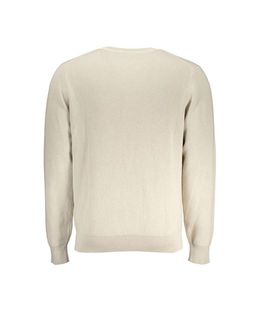 K-Way Natural Beige Crew Neck Cotton Sweater With Logo Detail for men