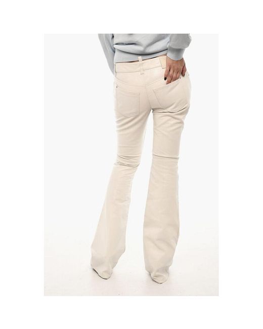DSquared² Natural Mid-waist Boot Cut Leather Pants - W38