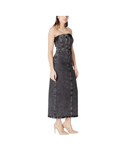 Ichi Black Cotton Midi